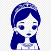 Regal Girl SVG Design An SVG vector graphic design featuring a girl dressed as royalty with intricate details.