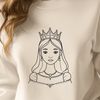 Royal Female Portrait Vector A detailed illustration of a female character in royal attire, suitable as a vector art template for digital design.
