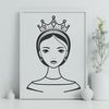 A female character dressed in royal attire, suitable as a vector graphic design.