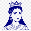 Illustrated princess character in vector format for digital design.
