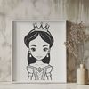 A digital illustration of a young female character in a princess costume.