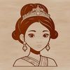 A royalty-themed illustration of a young female princess in a traditional outfit, created as a vector graphic.