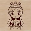 A female character wearing a royal crown and dress, designed as vector art for digital use.