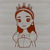 An SVG design of a girl dressed as royalty, suitable for vector graphics and digital cutting machines.