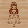 A young female royal figure in a classic gown, suitable for vector art design.