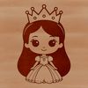 An SVG vector art design featuring a young girl dressed as royalty with a crown and royal attire.