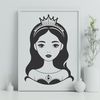 Free Vector Royalty Girl Art SVG design of a young female royalty figure.
