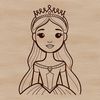 A young girl dressed as a princess, suitable for use in crafts and design projects.