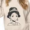 A young female princess illustration in vector format, suitable for various cutting machines and design applications.