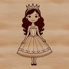 A young female royalty character in an elegant attire.