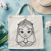 Female royalty character in a regal pose, designed as vector art.