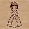 A young female character in regal attire, depicted as a royalty-inspired graphic.