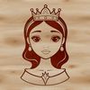 A young female character dressed in royal attire, suitable for various uses such as clip art or vector design.