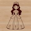 A female princess character designed as a vector graphic, suitable for digital cutting machines like Cricut.