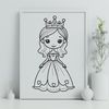 SVG Clip Art Girl Character A royalty-inspired illustration of a female character in a traditional princess attire.