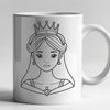SVG Female Character Artwork A female character illustration in a royal setting, created as a vector graphic.