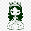 Princess Clip Art SVG Vector A digital illustration of a female princess character, suitable for vector design and printing.
