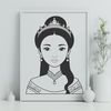 A stylized illustration of a young female princess in a royal gown.