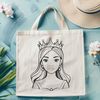 Free Digital Royalty SVG Image A young female princess in a flowing gown, suitable for digital crafting and art projects.