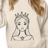 A vector graphic design featuring a royal girl as the main subject.