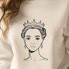 Young Girl with Crown SVG Design A digital illustration of a young princess with a royal crown and gown, suitable for vector art.