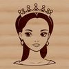 A young girl dressed in royal attire, suitable for digital cutting machines like Cricut or laser cutters.