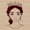 A royalty-inspired illustration of a young female princess in a traditional gown.