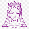 A digital illustration of a female royalty figure in a traditional gown.