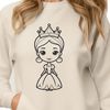 Free Vector Princess Illustration Female character in regal attire, designed as a vector graphic for digital use.