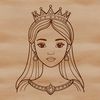 SVG graphic design of a young girl in a royal dress.