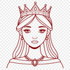 A young female character dressed in royal attire, suitable for vector design projects.