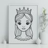 Girl in a Gown SVG Design A young female princess in a traditional royal gown.