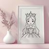 A stylized illustration of a young female princess in a traditional royal outfit.