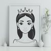 A vector graphic representation of a regal girl wearing a crown and royal attire.