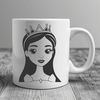 A young female character dressed in royal attire, suitable for vector art and design projects.