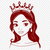 A vector graphic design featuring a girl dressed as a princess with a regal demeanor.