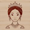 A young female royal figure with a tiara on her head, depicted in a simple vector illustration style.