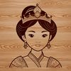 A digital illustration of a young princess with a sweet smile and elegant attire.