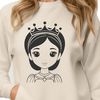 Beautiful Girl SVG Graphic A royalty-themed character illustration in vector format, suitable for digital design.
