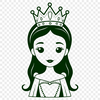 A digital illustration of a young female in royal attire, suitable for use as clip art.