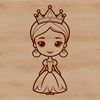 A young female character dressed in a royal gown with a crown, suitable for use as clip art or vector design.