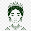 Young Princess SVG Icon A digital illustration of a young female princess with a regal appearance.