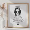 Illustration of a young female princess in a regal setting, suitable for vector art and cutting machine designs.