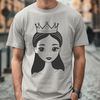 Royal Lady SVG Cut File A young female character in royal attire, suitable for vector art design.