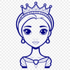 A young female character in a royal dress and crown, depicted as a vector illustration.