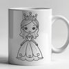Medieval Princess SVG Design A stylized illustration of a young female princess in medieval attire, suitable for vector art projects.