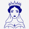 A detailed illustration of a young female princess character in various colors.