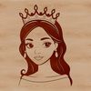 Illustrated princess character designed for vector art and digital cutting machines.