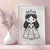 Free Royalty Clipart Design A young female character dressed in royal attire, suitable for use as vector art.