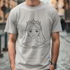 A young female character depicted in a royal gown and crown, suitable for vector art designs.